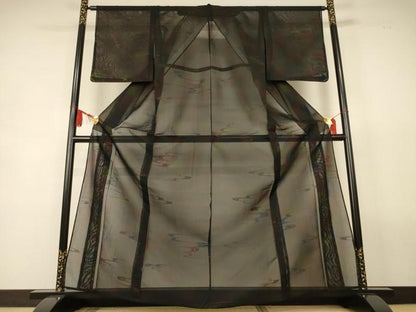 平和屋着物＊夏物　小紋　紗　流水文　暈し染め　正絹　逸品　未使用　AABL2719jd