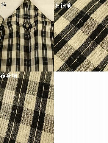 平和屋着物＊夏物　紗紬　格子　正絹　逸品　AABL2720jd