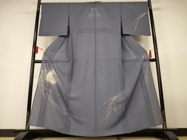 平和屋着物＊夏物　訪問着　絽　草花丸文　暈し染め　金彩　正絹　逸品　AABL2721jd