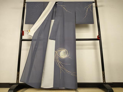 平和屋着物＊夏物　訪問着　絽　草花丸文　暈し染め　金彩　正絹　逸品　AABL2721jd