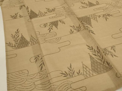 平和屋着物＊夏物　絽芭蕉　縦絽　風景文　正絹　逸品　AABL2727jd