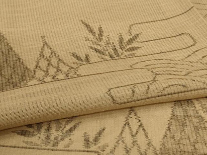 平和屋着物＊夏物　絽芭蕉　縦絽　風景文　正絹　逸品　AABL2727jd