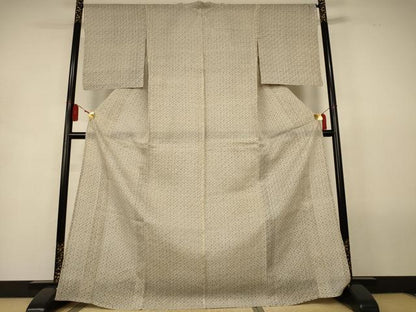 平和屋着物＊夏物　本場小千谷ちぢみ　幾何学花文　麻　逸品　AABL2728jd