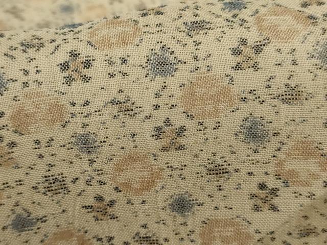 平和屋着物＊夏物　本場小千谷ちぢみ　幾何学花文　麻　逸品　AABL2728jd