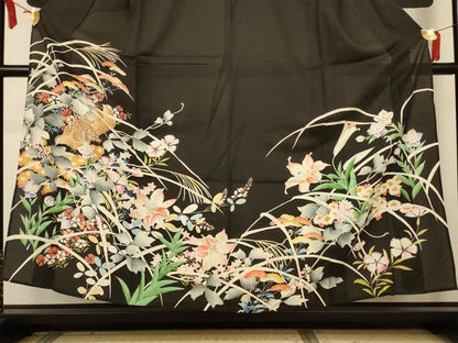 平和屋着物＊夏物　黒留袖　絽　花鳥文　正絹　逸品　AABL2730jd