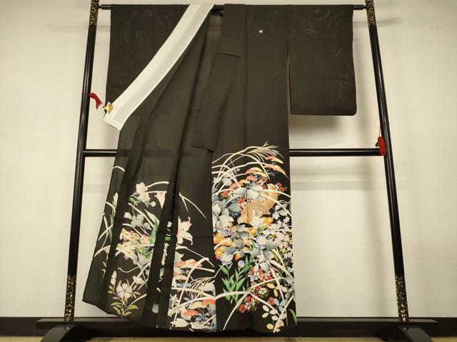 平和屋着物＊夏物　黒留袖　絽　花鳥文　正絹　逸品　AABL2730jd