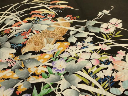 平和屋着物＊夏物　黒留袖　絽　花鳥文　正絹　逸品　AABL2730jd
