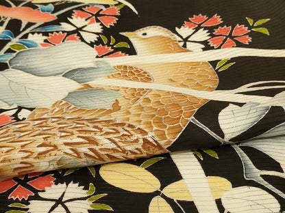 平和屋着物＊夏物　黒留袖　絽　花鳥文　正絹　逸品　AABL2730jd