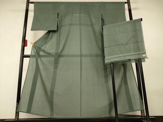 平和屋着物＊夏物　色無地　紗　岩井茶色　反端付き　AABL2731jd