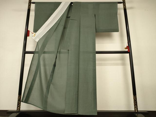 平和屋着物＊夏物　色無地　紗　岩井茶色　反端付き　AABL2731jd