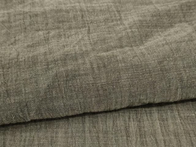 平和屋着物＊夏物　男性　本場小千谷ちぢみ　色無地　利休鼠色　麻　逸品　AABL2732jd