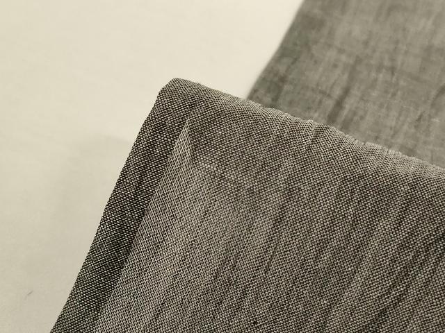 平和屋着物＊夏物　男性　本場小千谷ちぢみ　色無地　利休鼠色　麻　逸品　AABL2732jd
