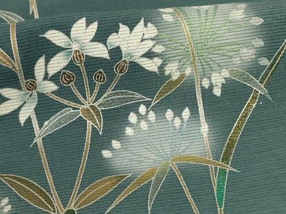 平和屋着物＊夏物　訪問着　絽　草花文　暈し染め　金銀彩　正絹　逸品　AABL2734jd