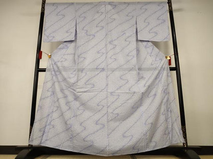 平和屋着物＊夏物　小紋　絽　よろけ縞　洗える着物　AABL2736jd