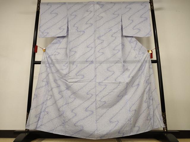 平和屋着物＊夏物　小紋　絽　よろけ縞　洗える着物　AABL2736jd