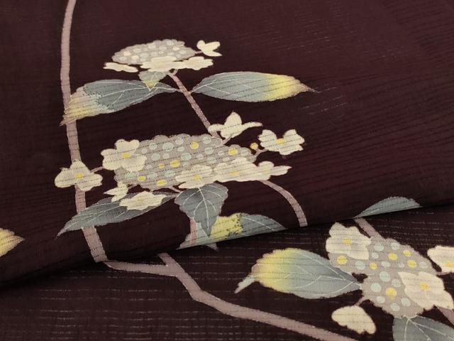 平和屋着物＊夏物　訪問着　絽　作家物　紫陽花　正絹　逸品　AABL2737jd