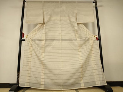 平和屋着物＊夏物　結城紬　夏結城　縞　正絹　逸品　AABL2741jd