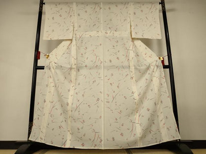 平和屋着物＊夏物　小紋　絽　枝花文　正絹　逸品　AABL2742jd