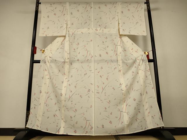 平和屋着物＊夏物　小紋　絽　枝花文　正絹　逸品　AABL2742jd