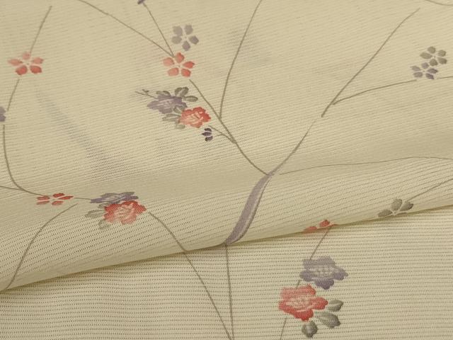 平和屋着物＊夏物　小紋　絽　枝花文　正絹　逸品　AABL2742jd