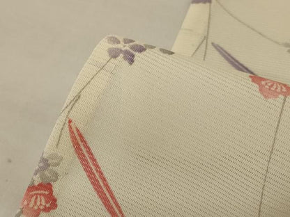 平和屋着物＊夏物　小紋　絽　枝花文　正絹　逸品　AABL2742jd