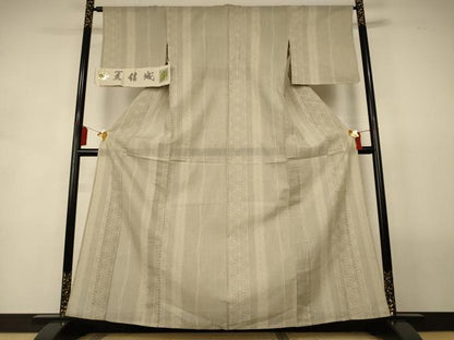 平和屋着物＊夏物　結城紬　夏結城　100亀甲　麻の葉間道　証紙付き　正絹　逸品　AABL2743jd