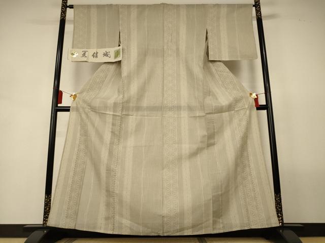 平和屋着物＊夏物　結城紬　夏結城　100亀甲　麻の葉間道　証紙付き　正絹　逸品　AABL2743jd