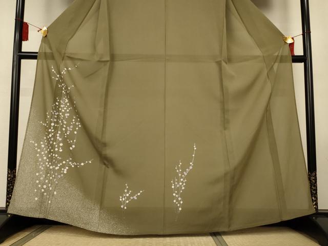 平和屋着物＊夏物　訪問着　絽　草花文　銀彩　正絹　逸品　AABL2745jd
