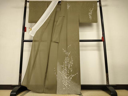 平和屋着物＊夏物　訪問着　絽　草花文　銀彩　正絹　逸品　AABL2745jd