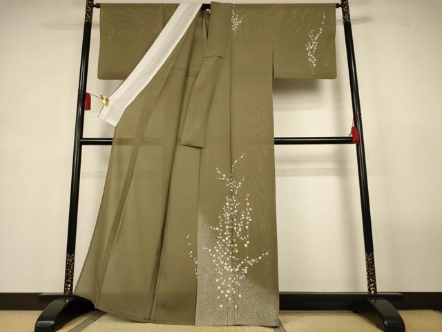 平和屋着物＊夏物　訪問着　絽　草花文　銀彩　正絹　逸品　AABL2745jd