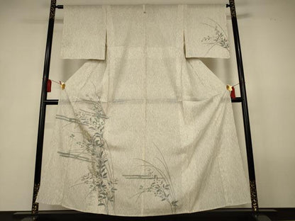平和屋着物＊夏物　訪問着　絽　草花文　銀彩　正絹　逸品　AABL2746jd