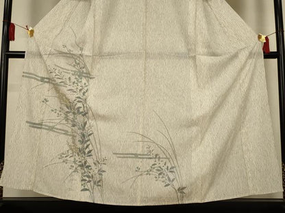 平和屋着物＊夏物　訪問着　絽　草花文　銀彩　正絹　逸品　AABL2746jd