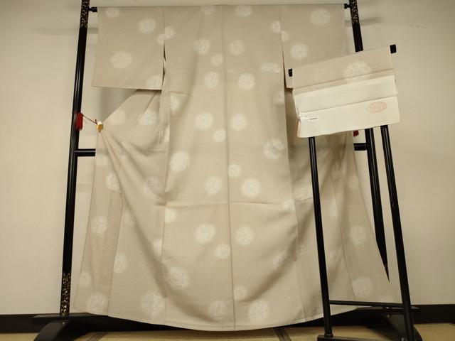 平和屋着物＊夏物　小紋　絽　花丸文　反端付き　正絹　逸品　AABL2755jd
