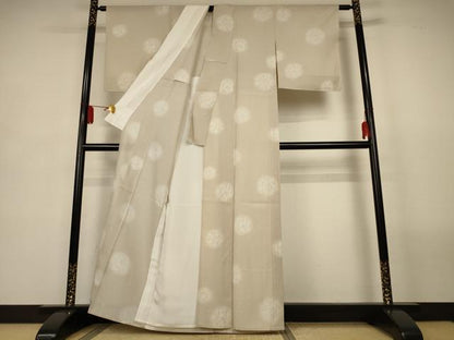 平和屋着物＊夏物　小紋　絽　花丸文　反端付き　正絹　逸品　AABL2755jd