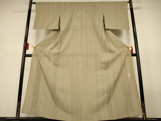平和屋着物＊夏物　泰翠　山中政次郎　小紋　絽縮緬　シケ引染　縞　正絹　逸品　AABL2756jd