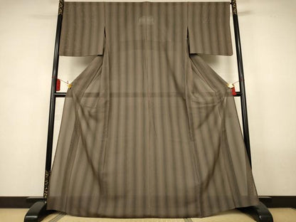 平和屋着物＊夏物　小紋　絽　縞　正絹　逸品　AABL2765jd