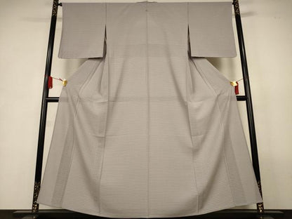 平和屋着物＊夏物　色無地　絽縮緬　茶鼠色　正絹　逸品　AABL2767jd