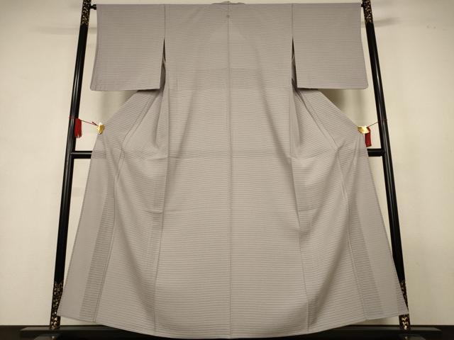平和屋着物＊夏物　色無地　絽縮緬　茶鼠色　正絹　逸品　AABL2767jd
