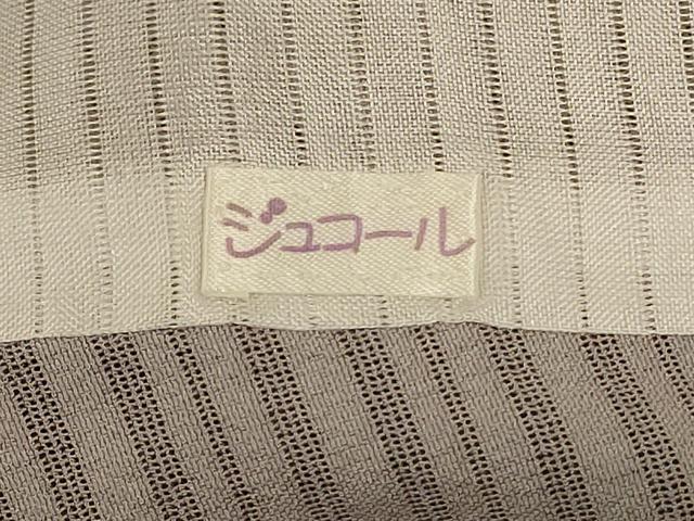 平和屋着物＊夏物　色無地　絽縮緬　茶鼠色　正絹　逸品　AABL2767jd