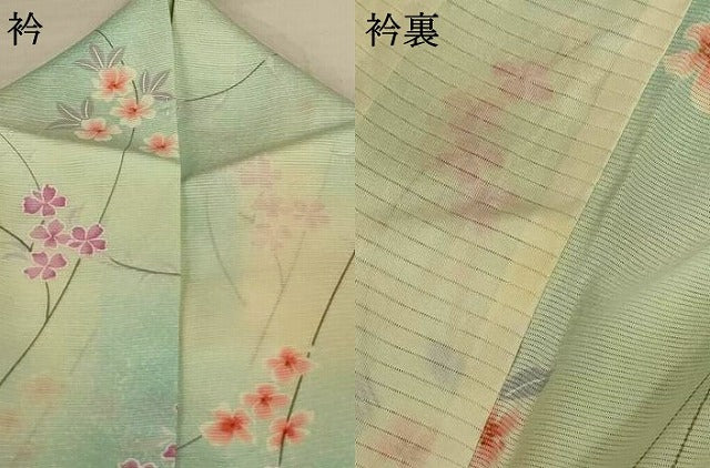 平和屋着物＊夏物　小紋　絽　枝花文　暈し染め　やまと誂製　正絹　逸品　AABL2769jd