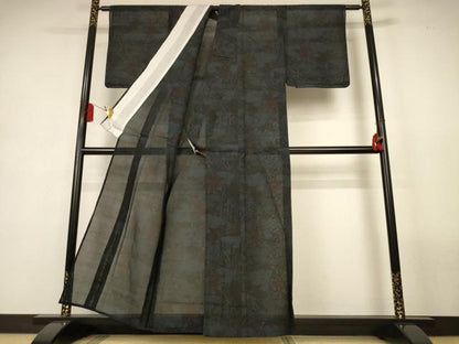 平和屋着物＊夏物　本場大島紬　夏大島　扇面花文　正絹　逸品　未使用　AABL2783jd