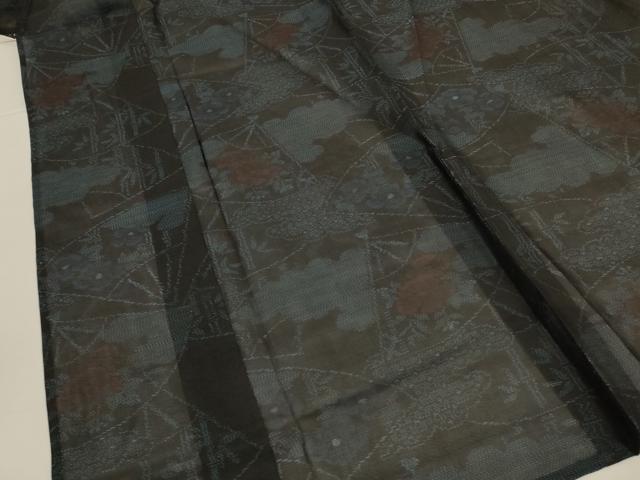 平和屋着物＊夏物　本場大島紬　夏大島　扇面花文　正絹　逸品　未使用　AABL2783jd