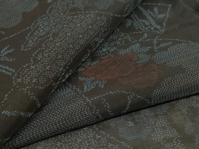 平和屋着物＊夏物　本場大島紬　夏大島　扇面花文　正絹　逸品　未使用　AABL2783jd
