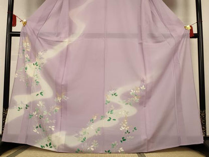 平和屋着物＊夏物　創業460年・千總　訪問着　絽　草花文　暈し染め　銀糸　松坂屋扱い　反端付き　正絹　逸品　AABL2785jd