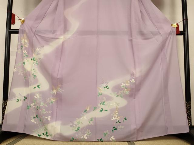 平和屋着物＊夏物　創業460年・千總　訪問着　絽　草花文　暈し染め　銀糸　松坂屋扱い　反端付き　正絹　逸品　AABL2785jd