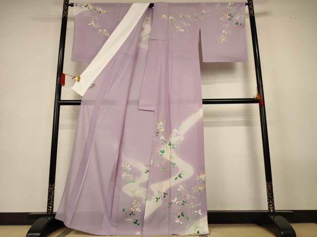 平和屋着物＊夏物　創業460年・千總　訪問着　絽　草花文　暈し染め　銀糸　松坂屋扱い　反端付き　正絹　逸品　AABL2785jd
