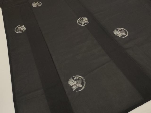 平和屋着物＊夏物　本場大島紬　夏大島　梟　黒地　正絹　逸品　未使用　AABL2787jd