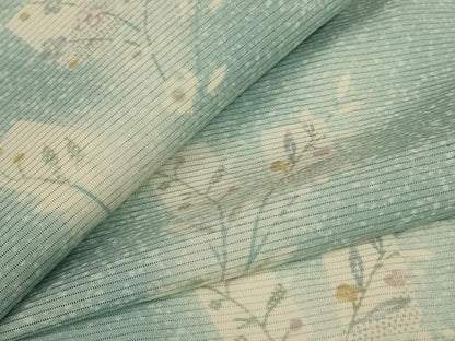 平和屋着物＊夏物　小紋　絽　草花文　暈し染め　正絹　逸品　AABL2791jd