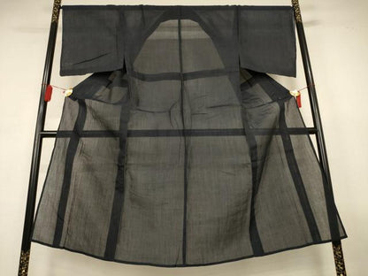 平和屋着物＊夏物　男性　本場小千谷ちぢみ　色無地　褐返色　麻　逸品　AABL2794jd