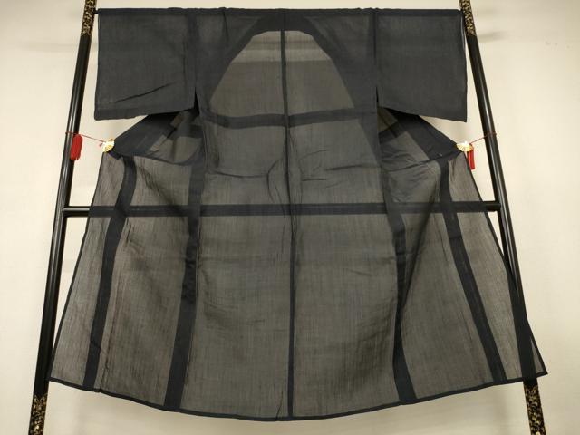 平和屋着物＊夏物　男性　本場小千谷ちぢみ　色無地　褐返色　麻　逸品　AABL2794jd